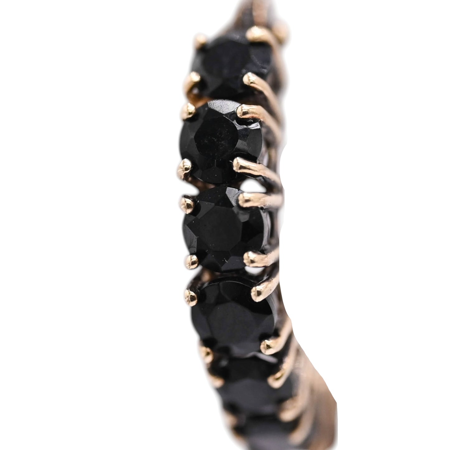 Black Cubic Zirconia Hoop Earrings 14K Yellow Gold 3.29mm Thick/18.06mm Diameter