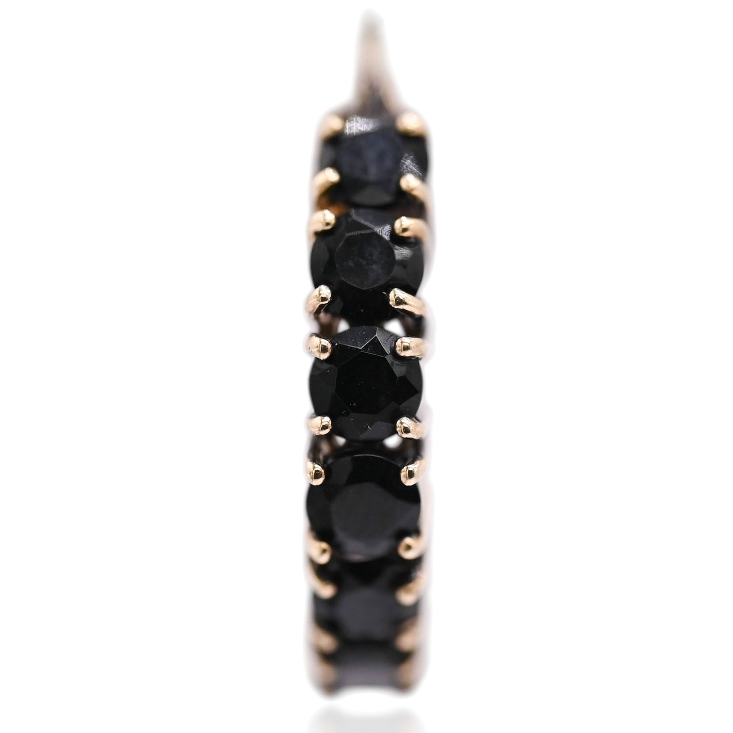 Black Cubic Zirconia Hoop Earrings 14K Yellow Gold 3.29mm Thick/18.06mm Diameter