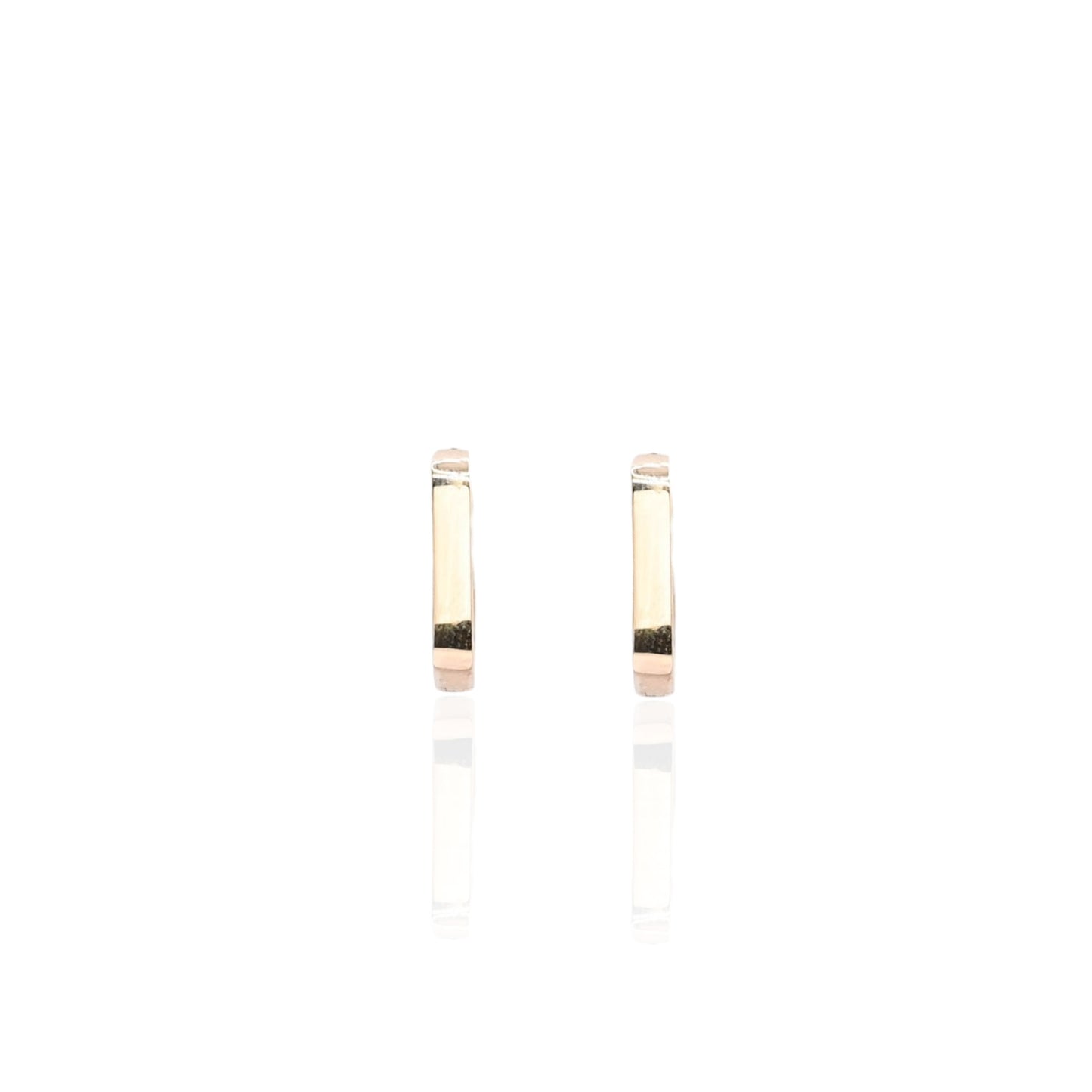 Square Hinge Back Hoop Earrings 14K Yellow Gold 2.25mm Thick/10.06mm Diameter