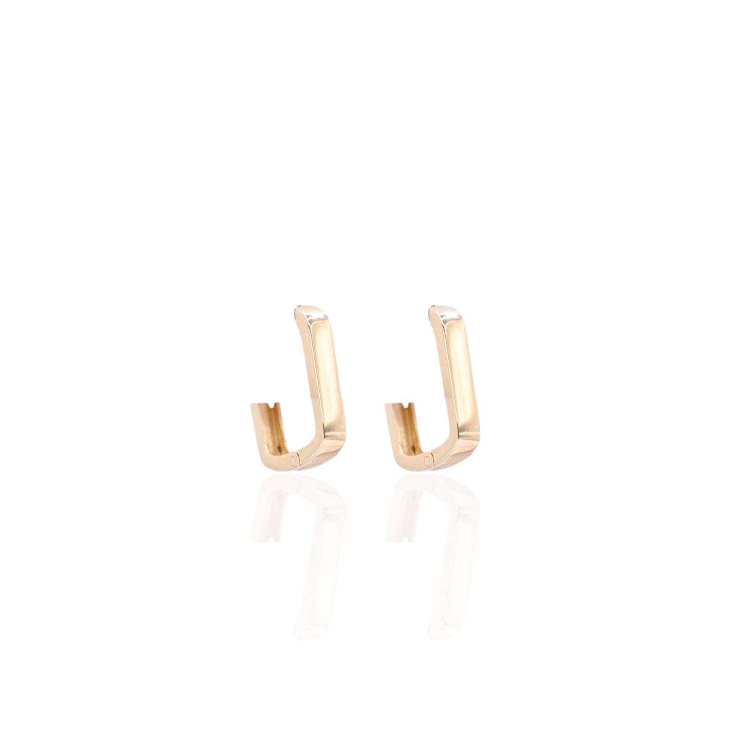 Square Hinge Back Hoop Earrings 14K Yellow Gold 2.25mm Thick/10.06mm Diameter