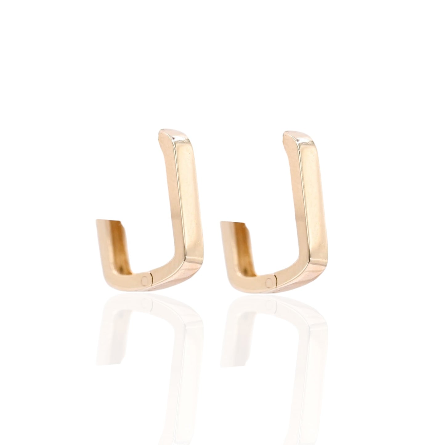 Square Hinge Back Hoop Earrings 14K Yellow Gold 2.25mm Thick/10.06mm Diameter
