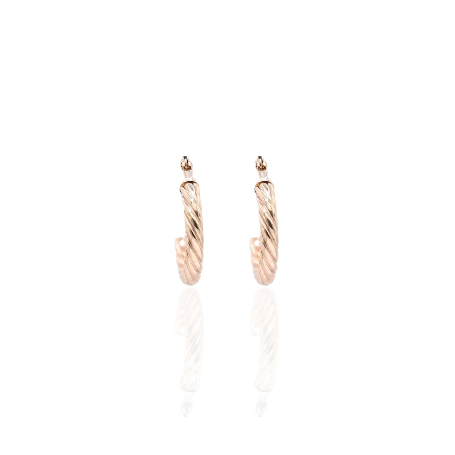 Twist Hoops Hinge Back Earrings 14K Yellow Gold 1.85mm Thick/11.95mm Diameter