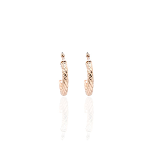 Twist Hoops Hinge Back Earrings 14K Yellow Gold 1.85mm Thick/11.95mm Diameter