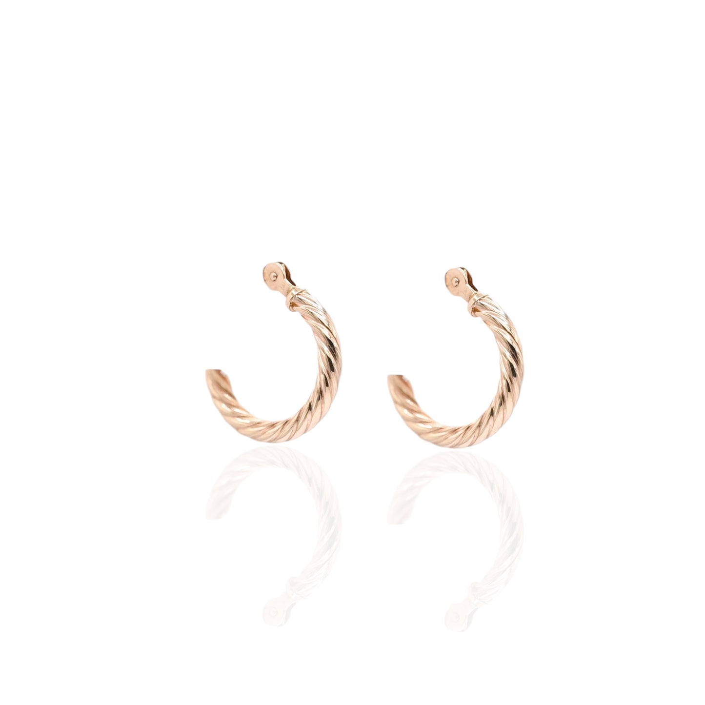 Twist Hoops Hinge Back Earrings 14K Yellow Gold 1.85mm Thick/11.95mm Diameter