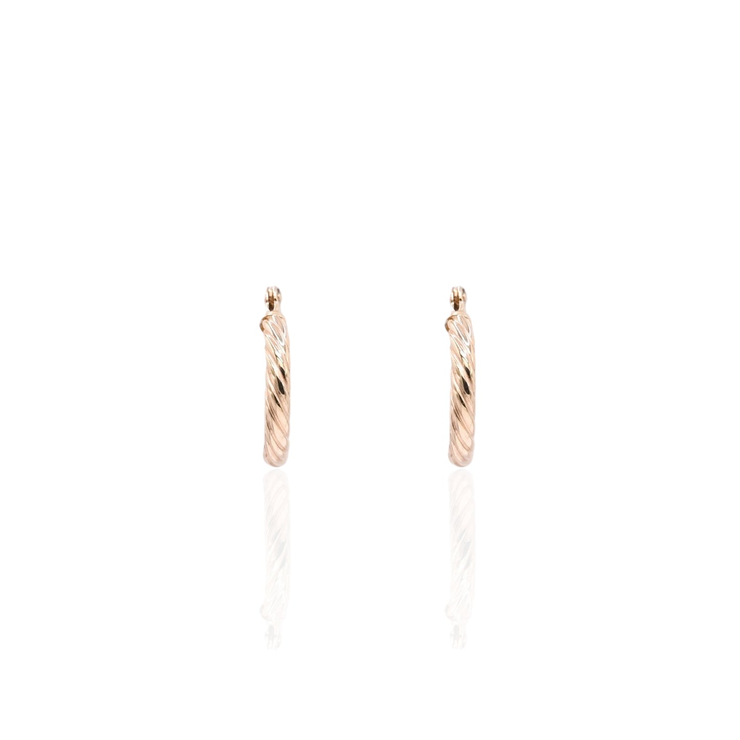Twist Hoops Hinge Back Earrings 14K Yellow Gold 1.85mm Thick/11.95mm Diameter