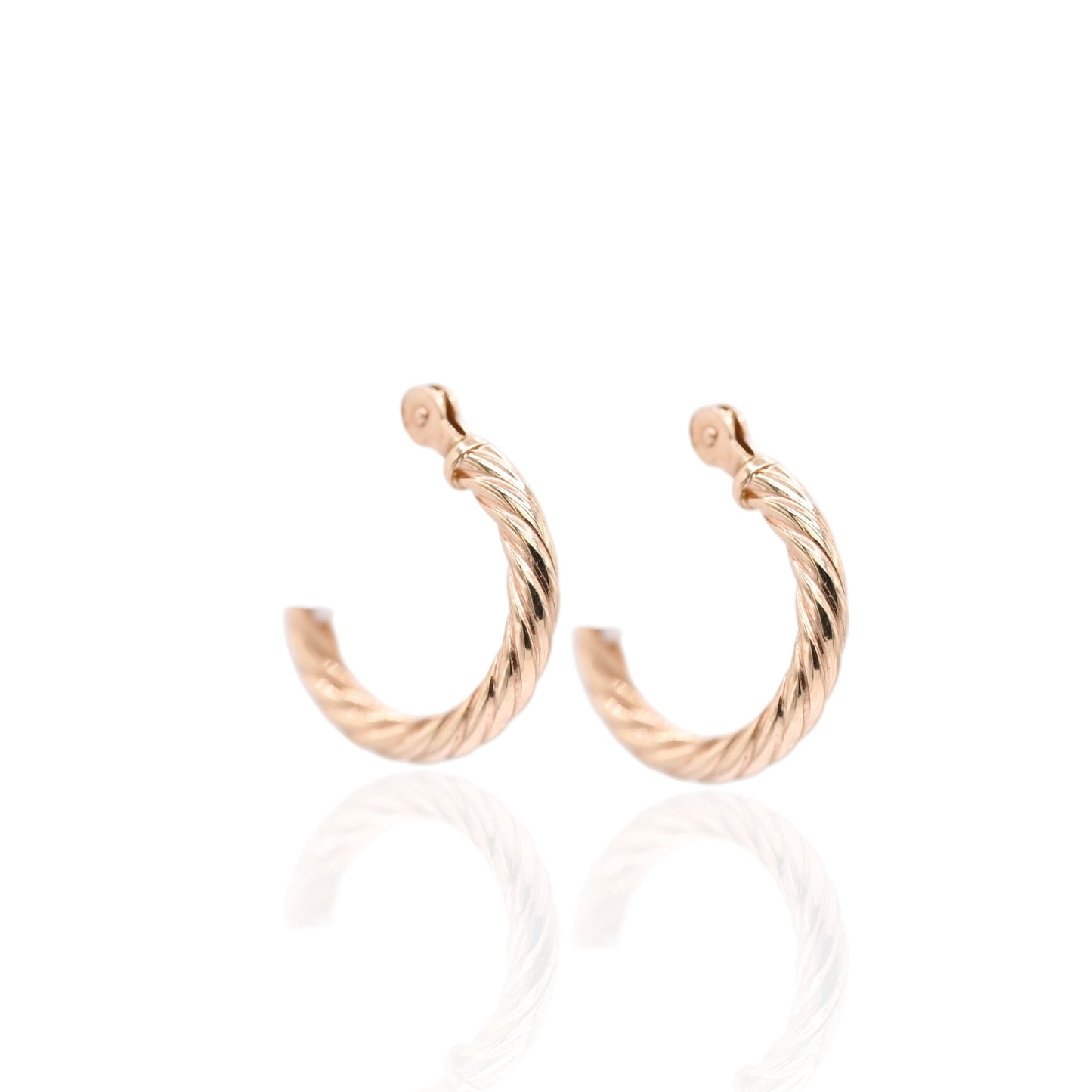 Twist Hoops Hinge Back Earrings 14K Yellow Gold 1.85mm Thick/11.95mm Diameter