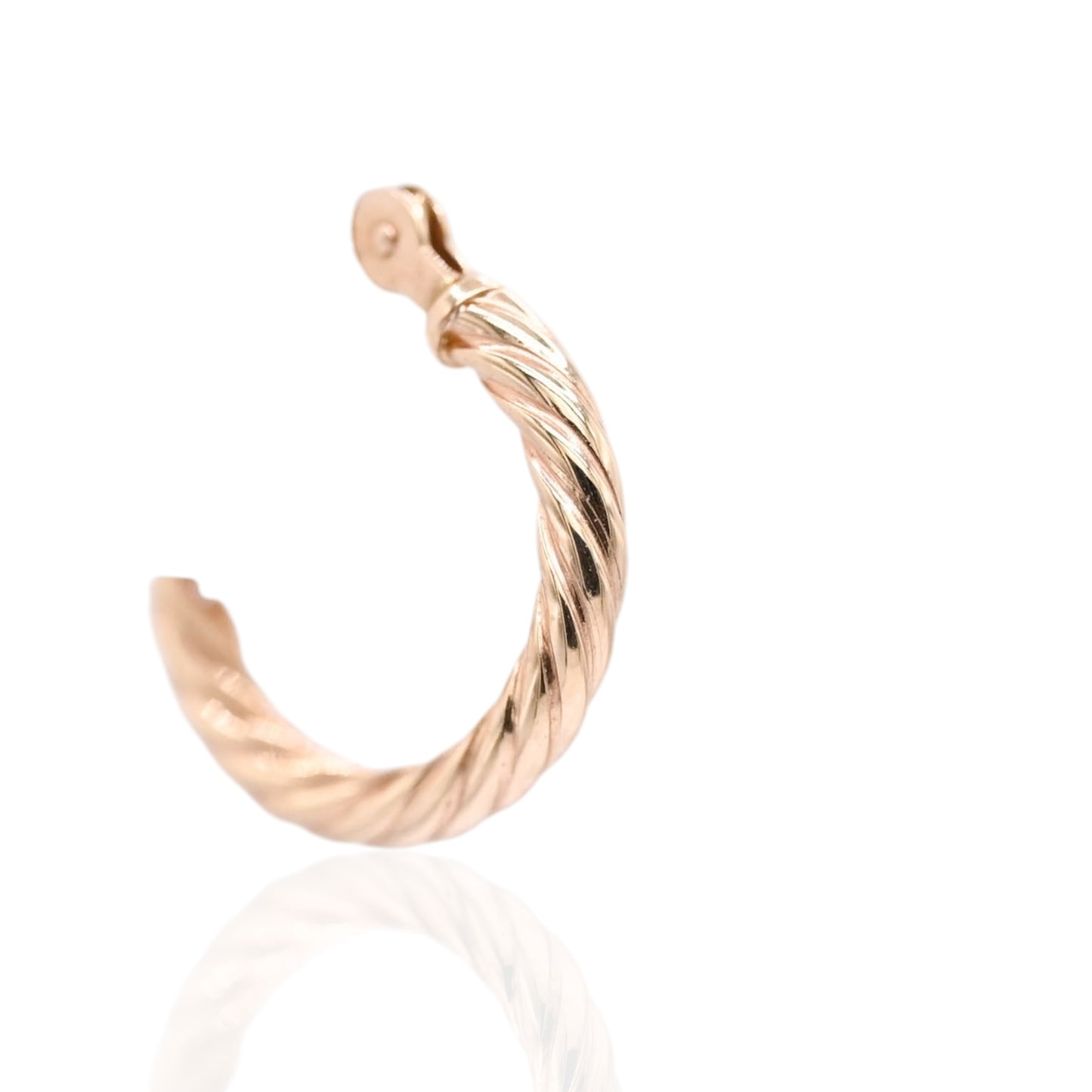Twist Hoops Hinge Back Earrings 14K Yellow Gold 1.85mm Thick/11.95mm Diameter
