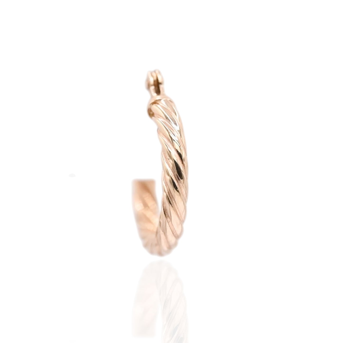 Twist Hoops Hinge Back Earrings 14K Yellow Gold 1.85mm Thick/11.95mm Diameter