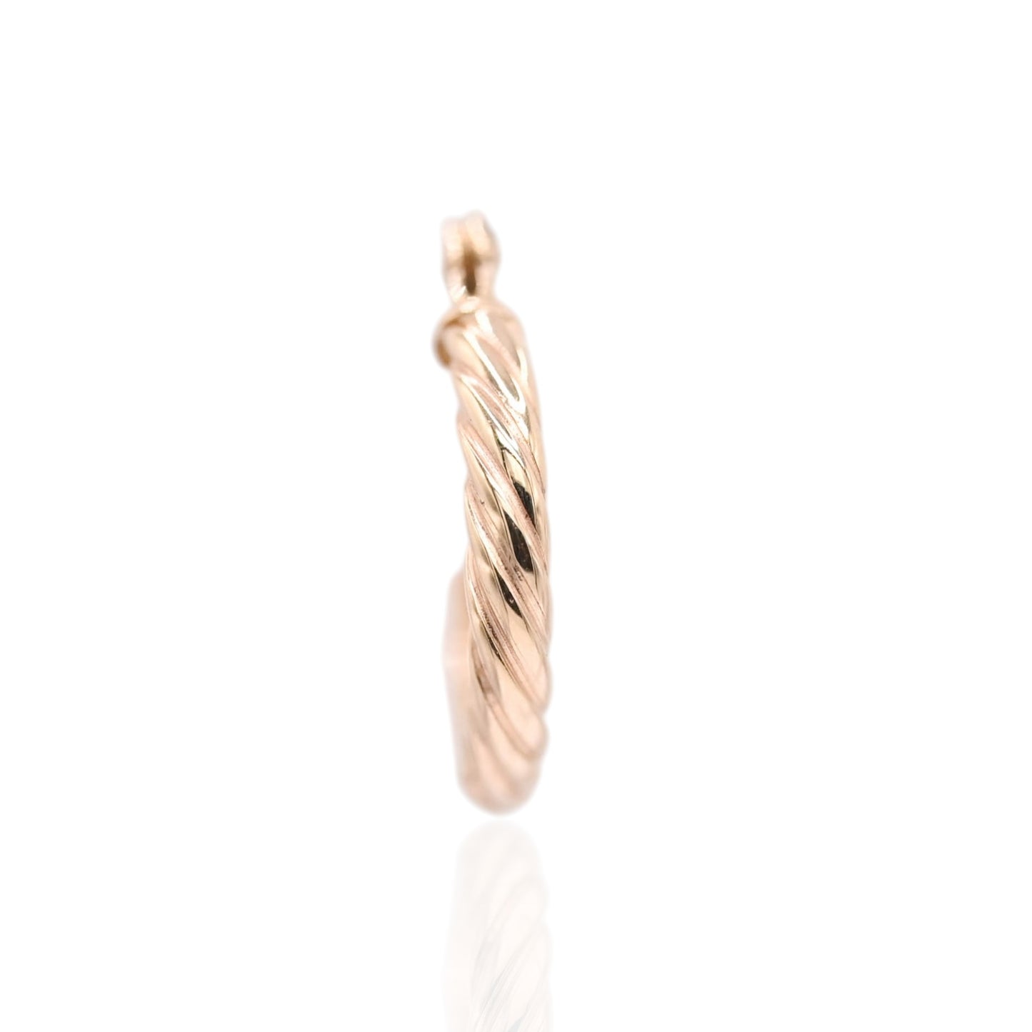 Twist Hoops Hinge Back Earrings 14K Yellow Gold 1.85mm Thick/11.95mm Diameter