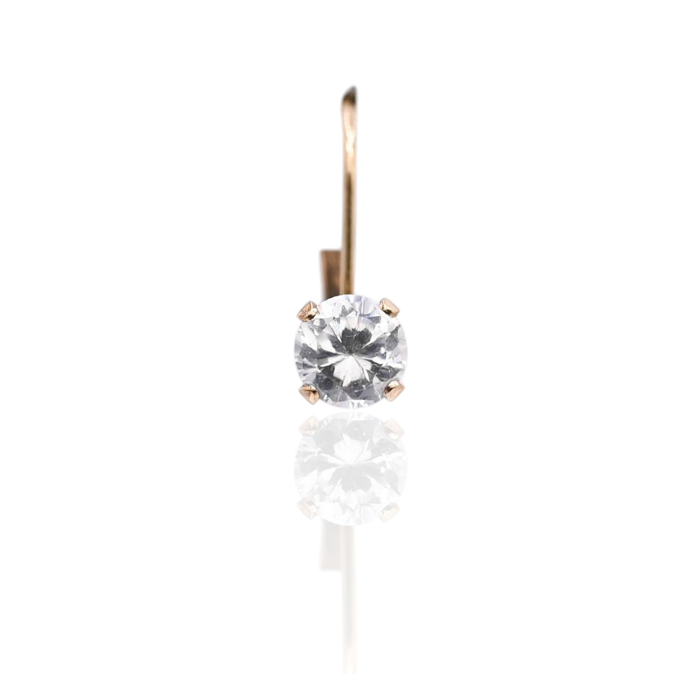 Cubic Zirconia Lever Back Earrings 14K Yellow Gold