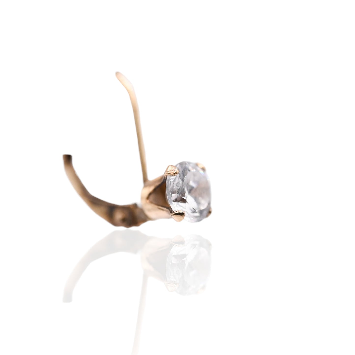 Cubic Zirconia Lever Back Earrings 14K Yellow Gold