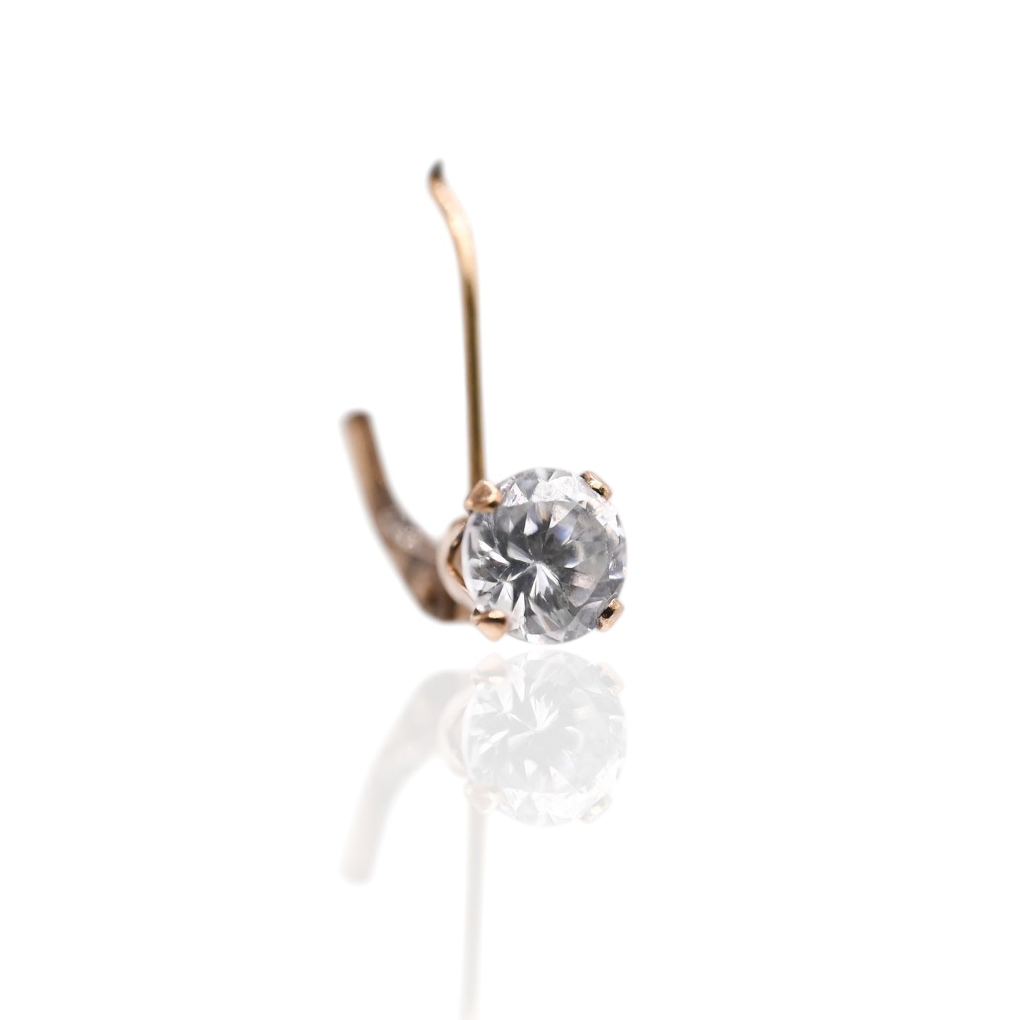 Cubic Zirconia Lever Back Earrings 14K Yellow Gold