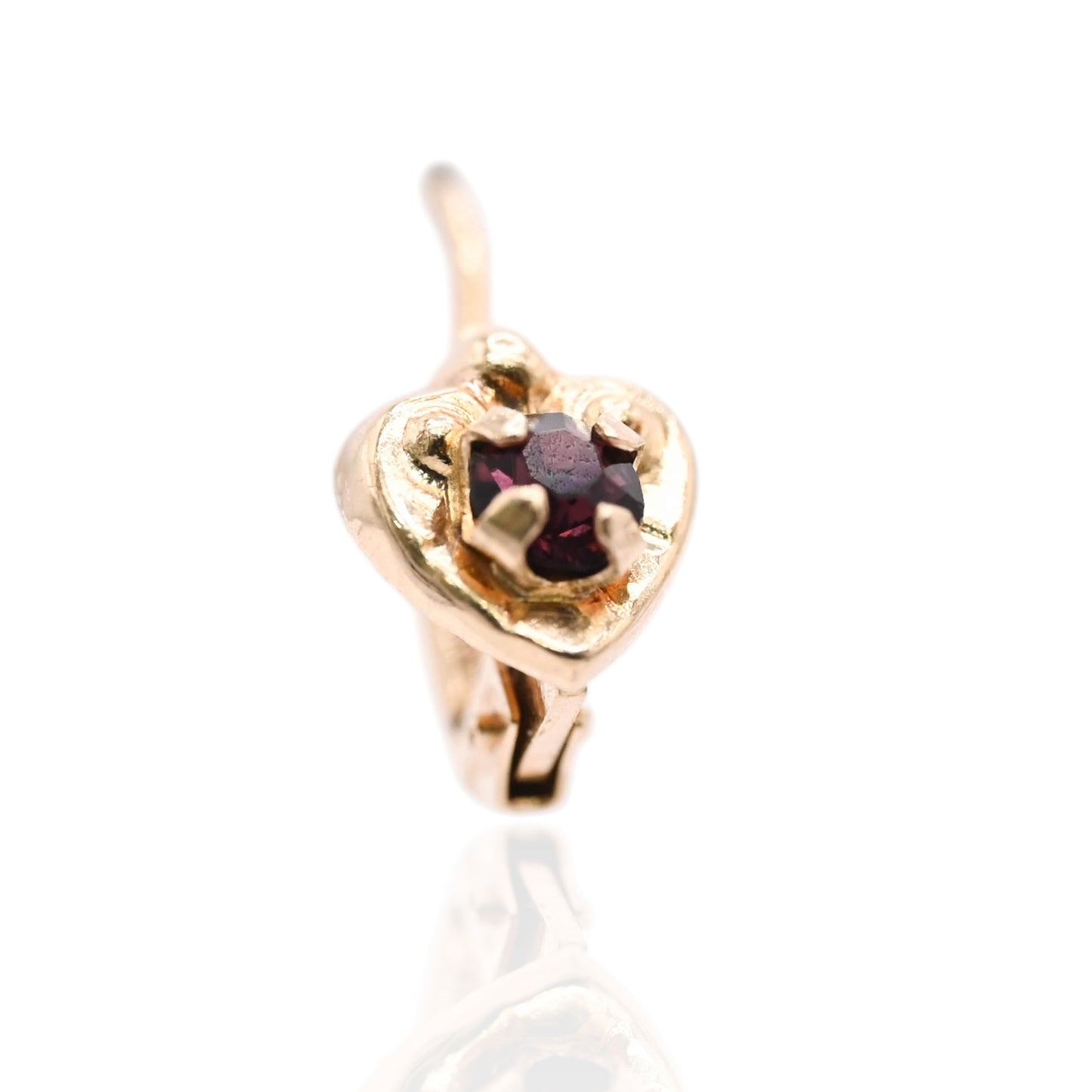 Purple Cubic Zirconia Heart Lever Back Earrings 14K Yellow Gold