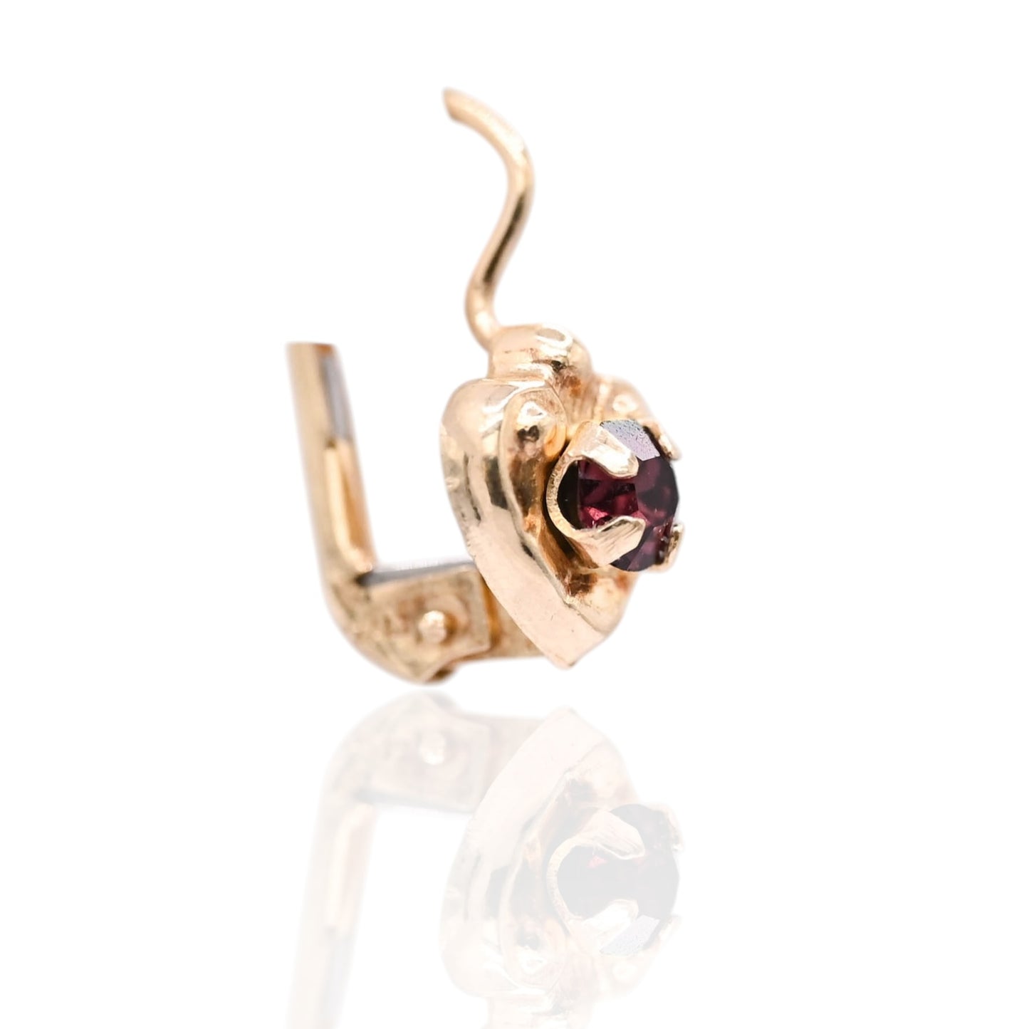 Purple Cubic Zirconia Heart Lever Back Earrings 14K Yellow Gold