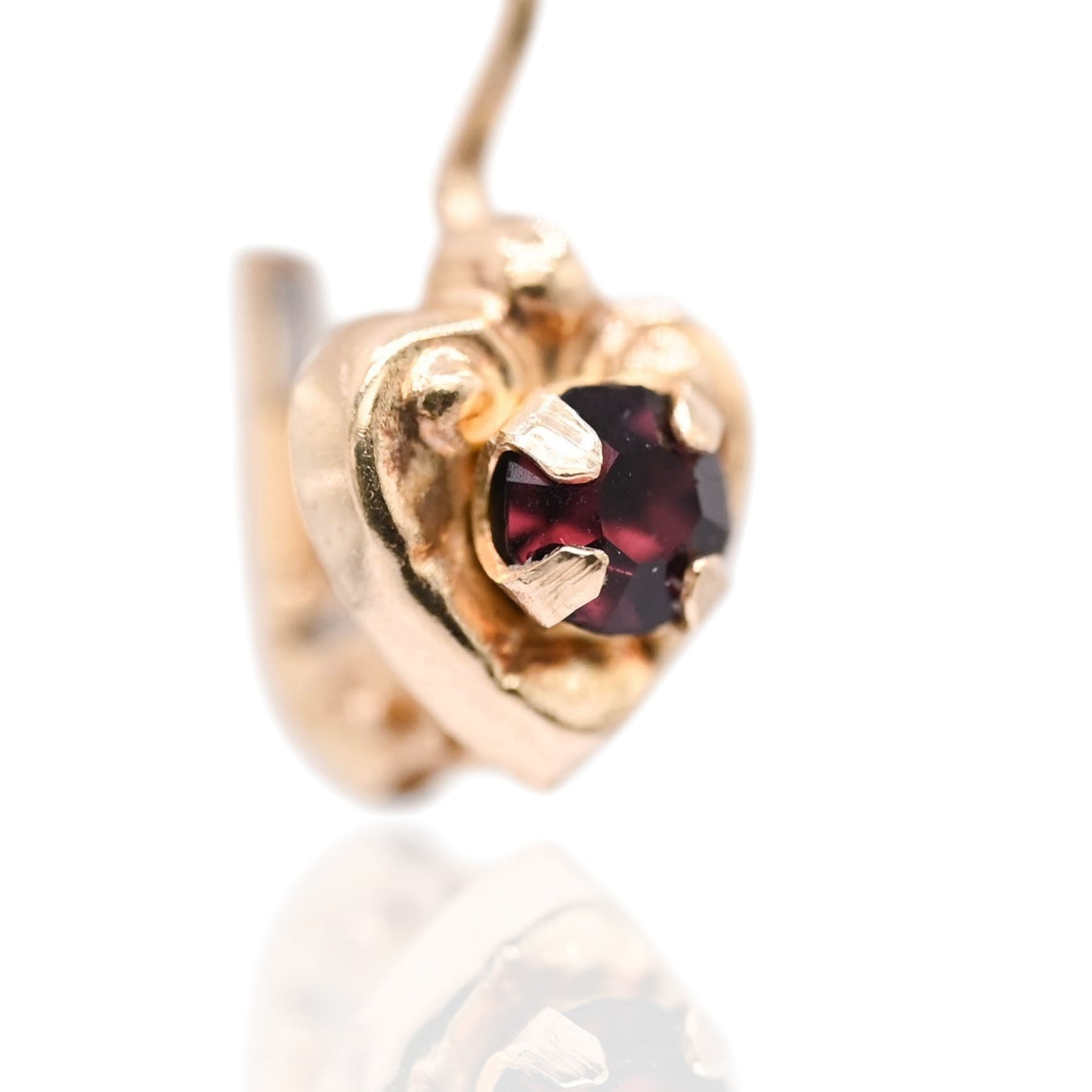 Purple Cubic Zirconia Heart Lever Back Earrings 14K Yellow Gold