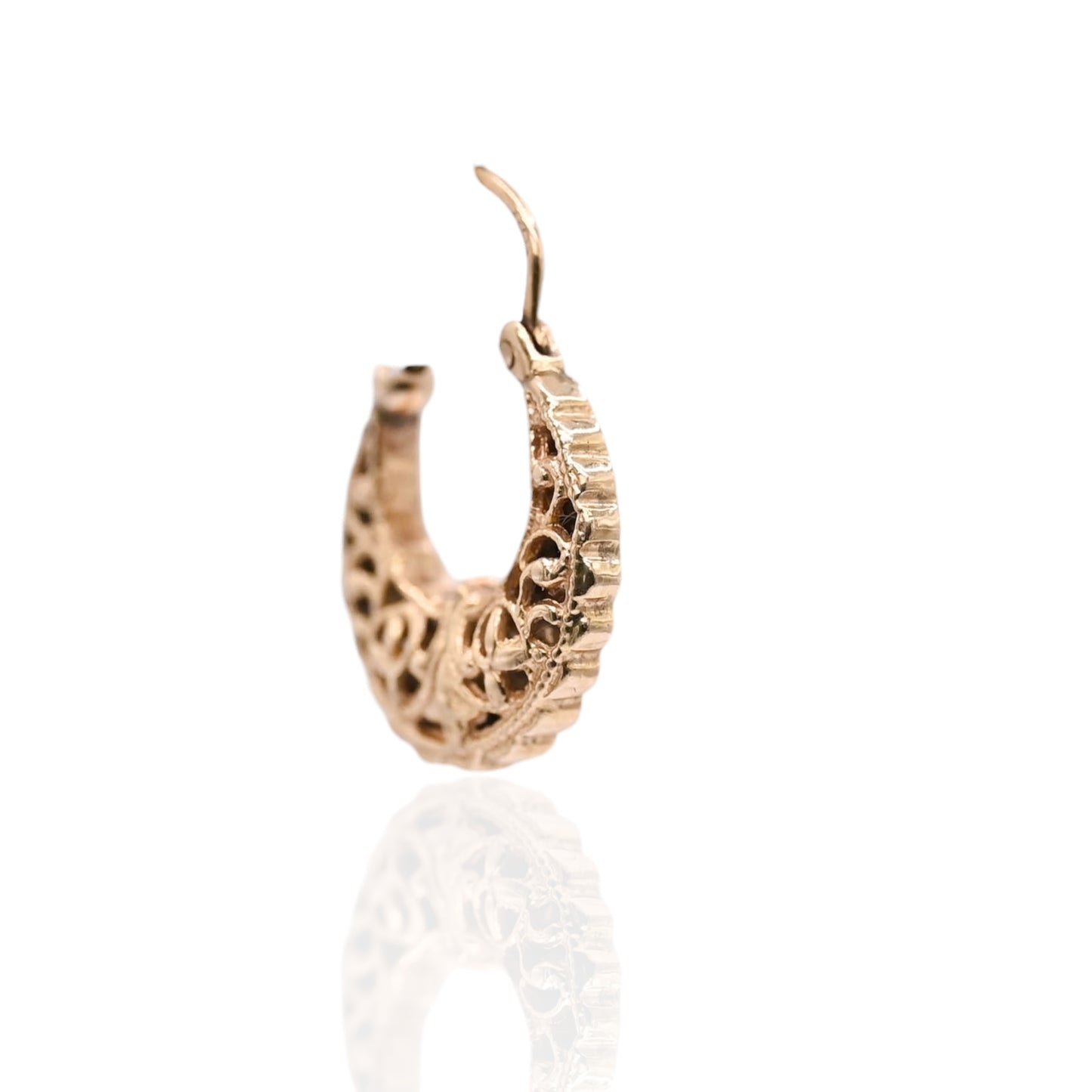 Ornate Hoop Earrings 14K Yellow Gold 3.63mm Thick/14.66mm Diameter