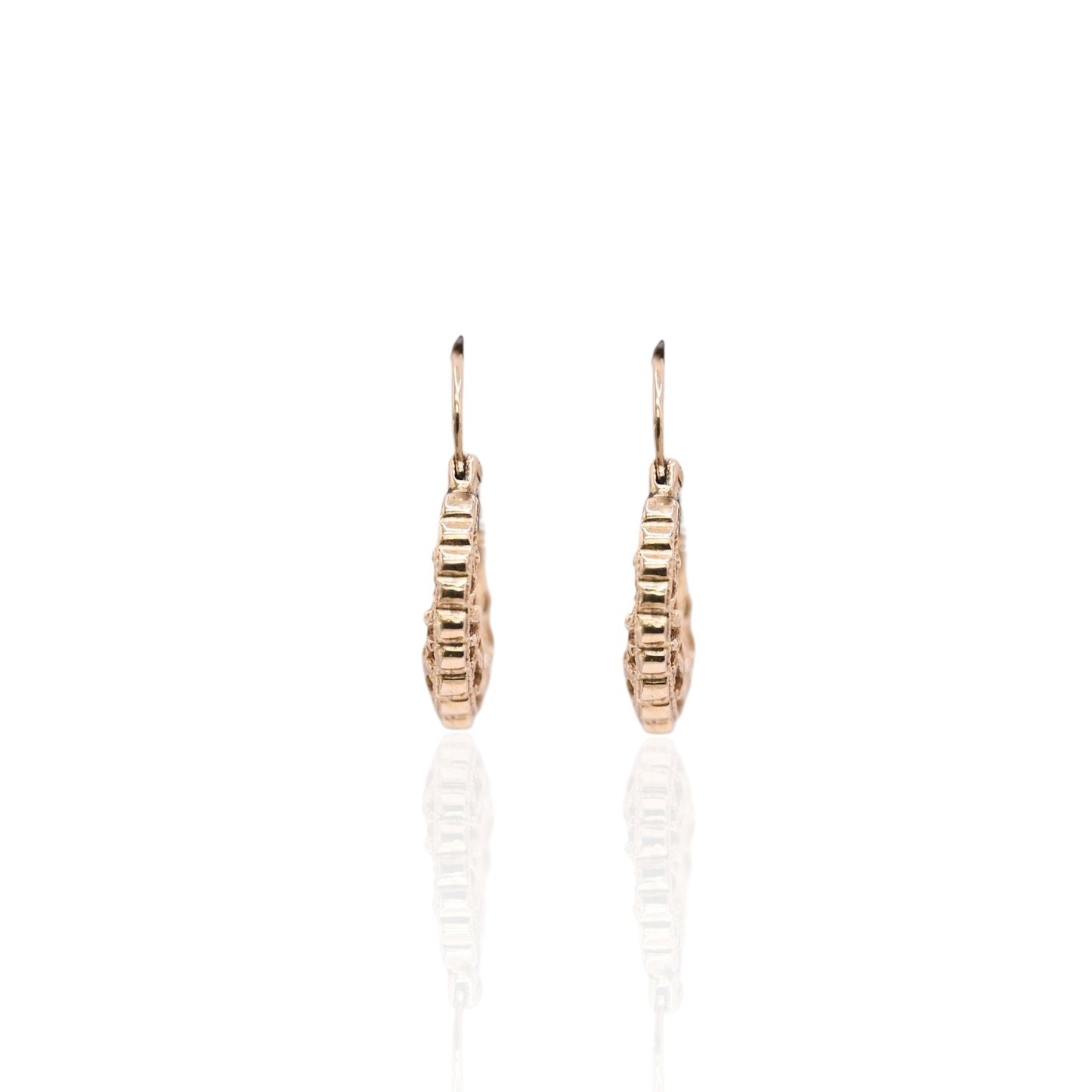Ornate Hoop Earrings 14K Yellow Gold 3.63mm Thick/14.66mm Diameter
