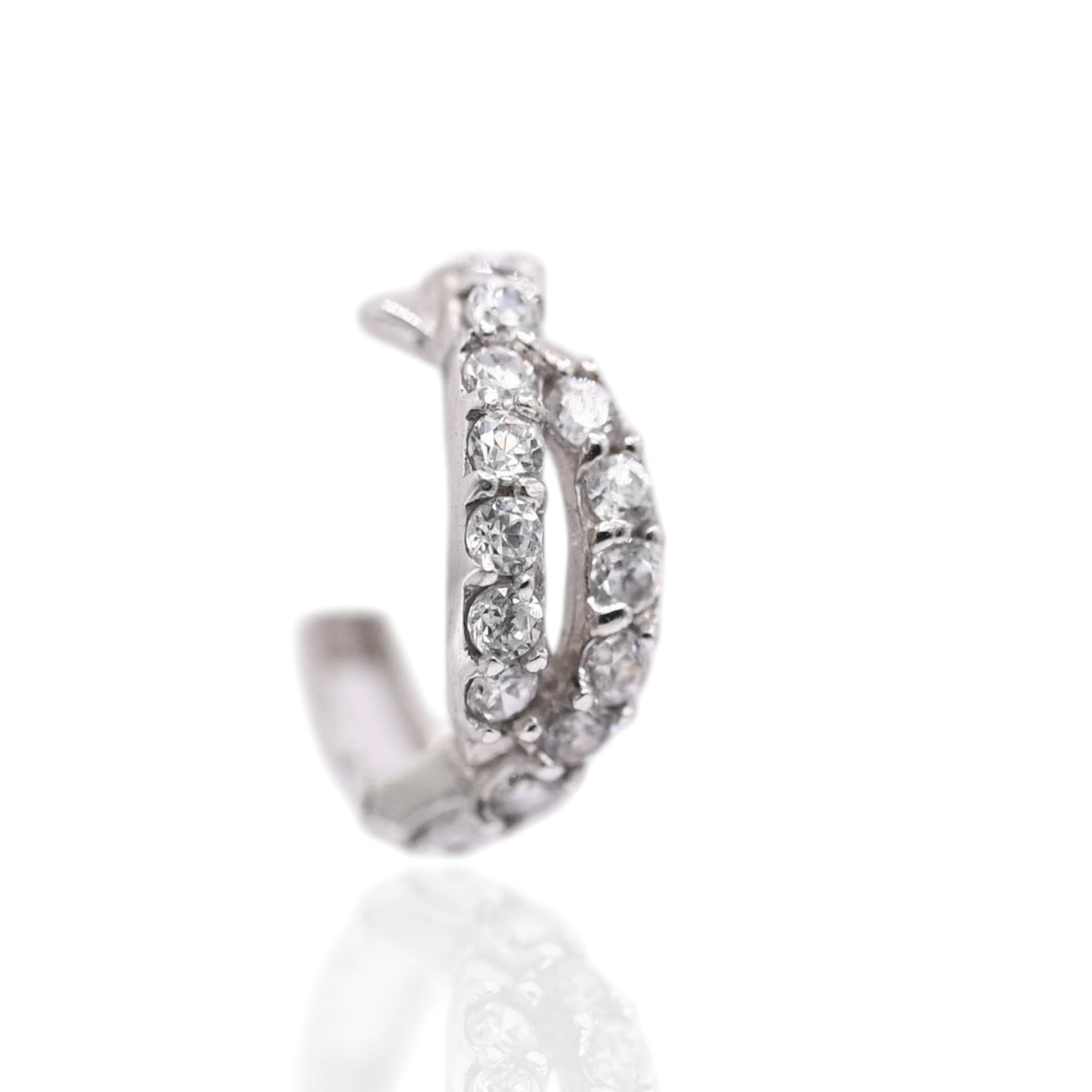 Cubic Zirconia Twist Hoop Earrings 14K White Gold 4.34mm Thick/12.30mm Diameter