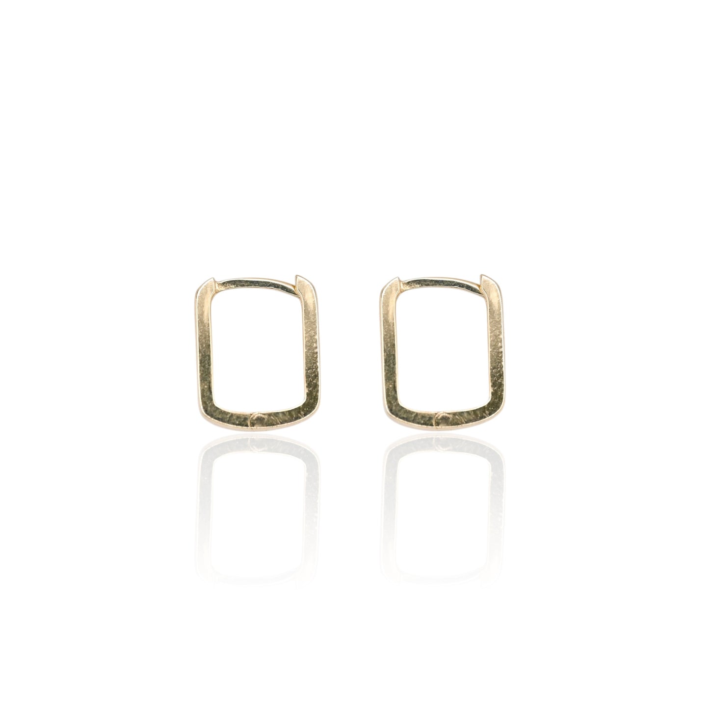 Square Hinge Back Hoop Earrings 14K Yellow Gold 2.25mm Thick/10.06mm Diameter