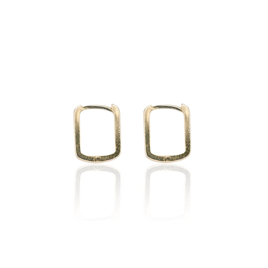 Square Hinge Back Hoop Earrings 14K Yellow Gold 2.25mm Thick/10.06mm Diameter