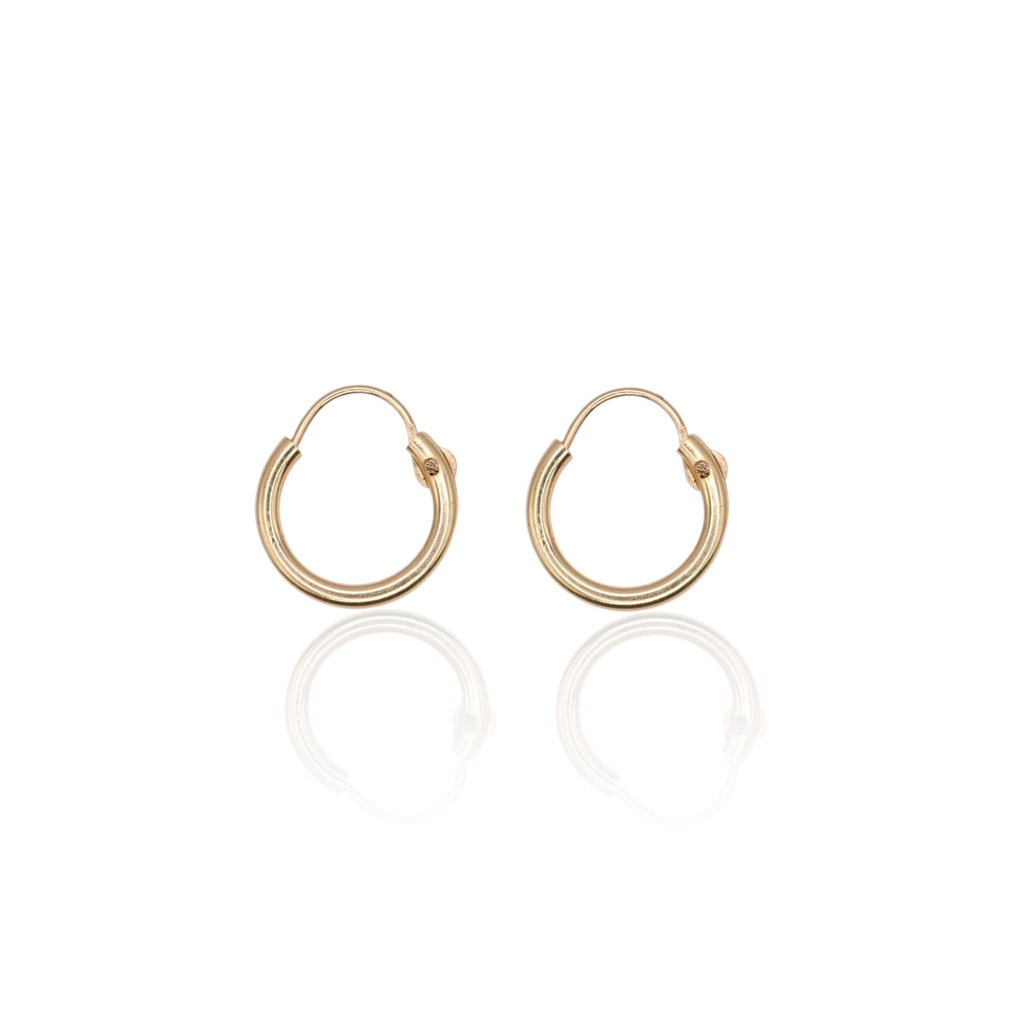 Continuous Closure Hoop Earrings 14K Yellow Gold 1.62mm Thick/11.28mm Diameter