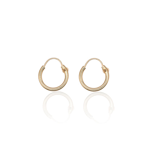Continuous Closure Hoop Earrings 14K Yellow Gold 1.62mm Thick/11.28mm Diameter