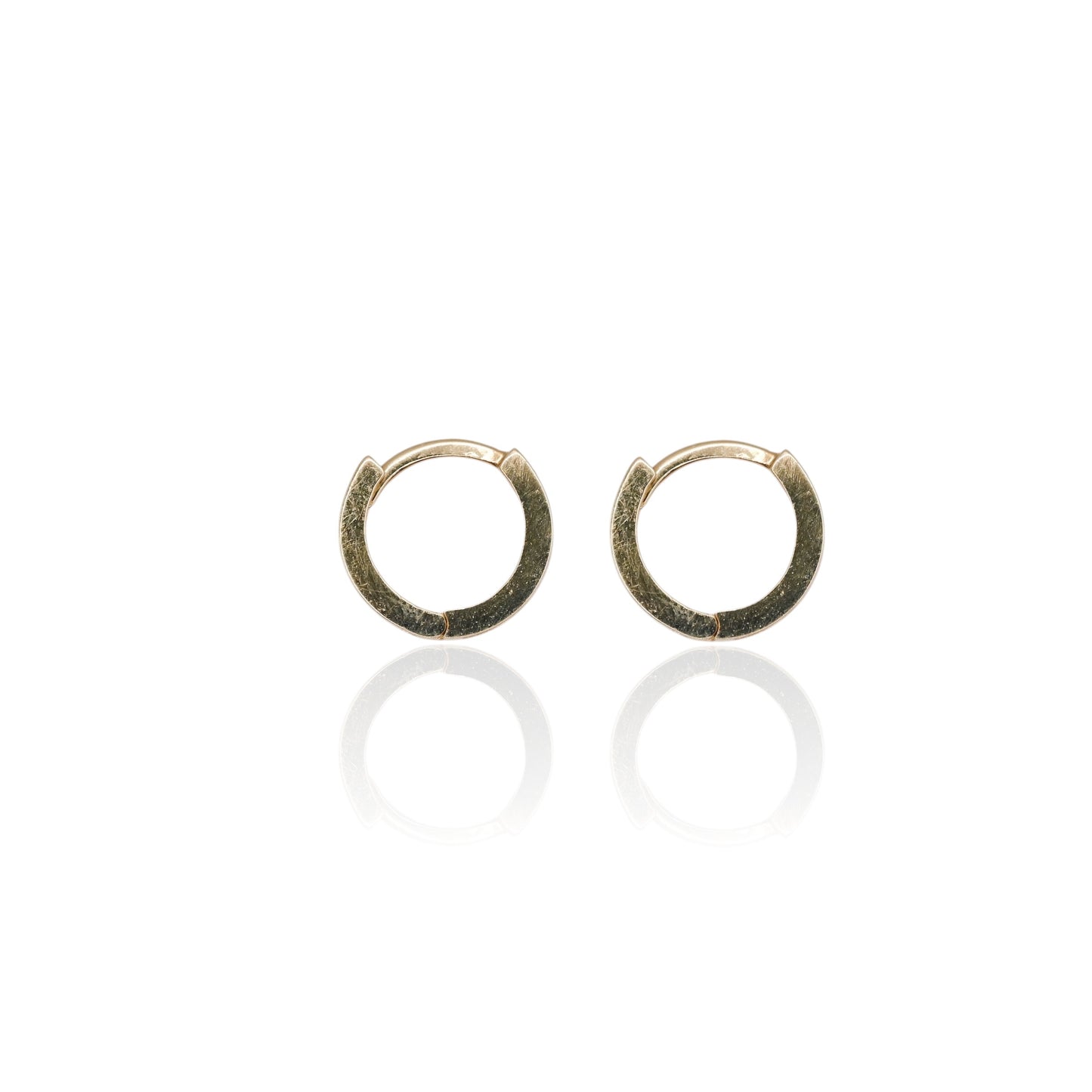 Pink Opal Huggie Earrings 14K Yellow Gold 1.94mm Thick/10.14mm Diameter