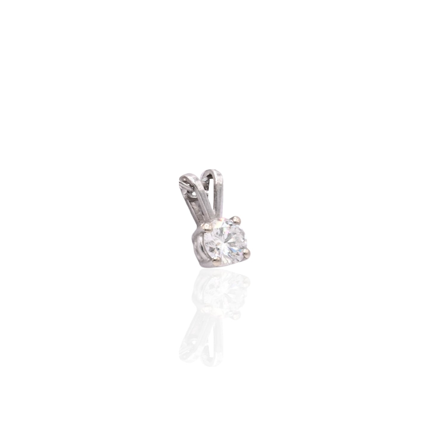 Solitaire Diamond Pendant 14K White Gold 0.33cttw
