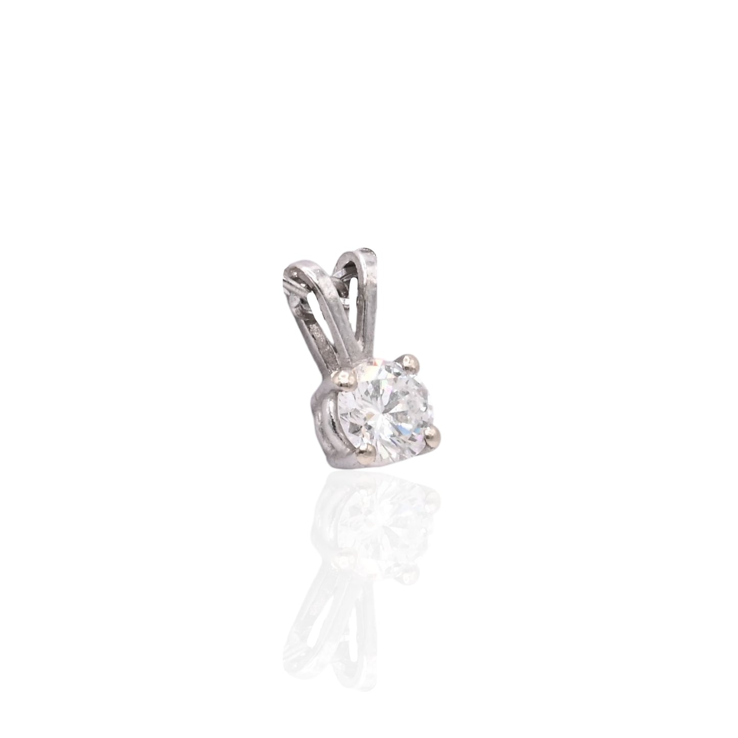 Solitaire Diamond Pendant 14K White Gold 0.33cttw