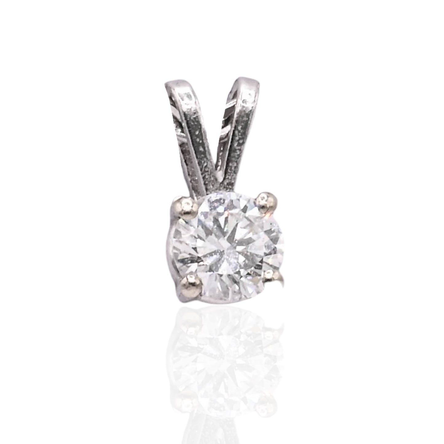 Solitaire Diamond Pendant 14K White Gold 0.33cttw