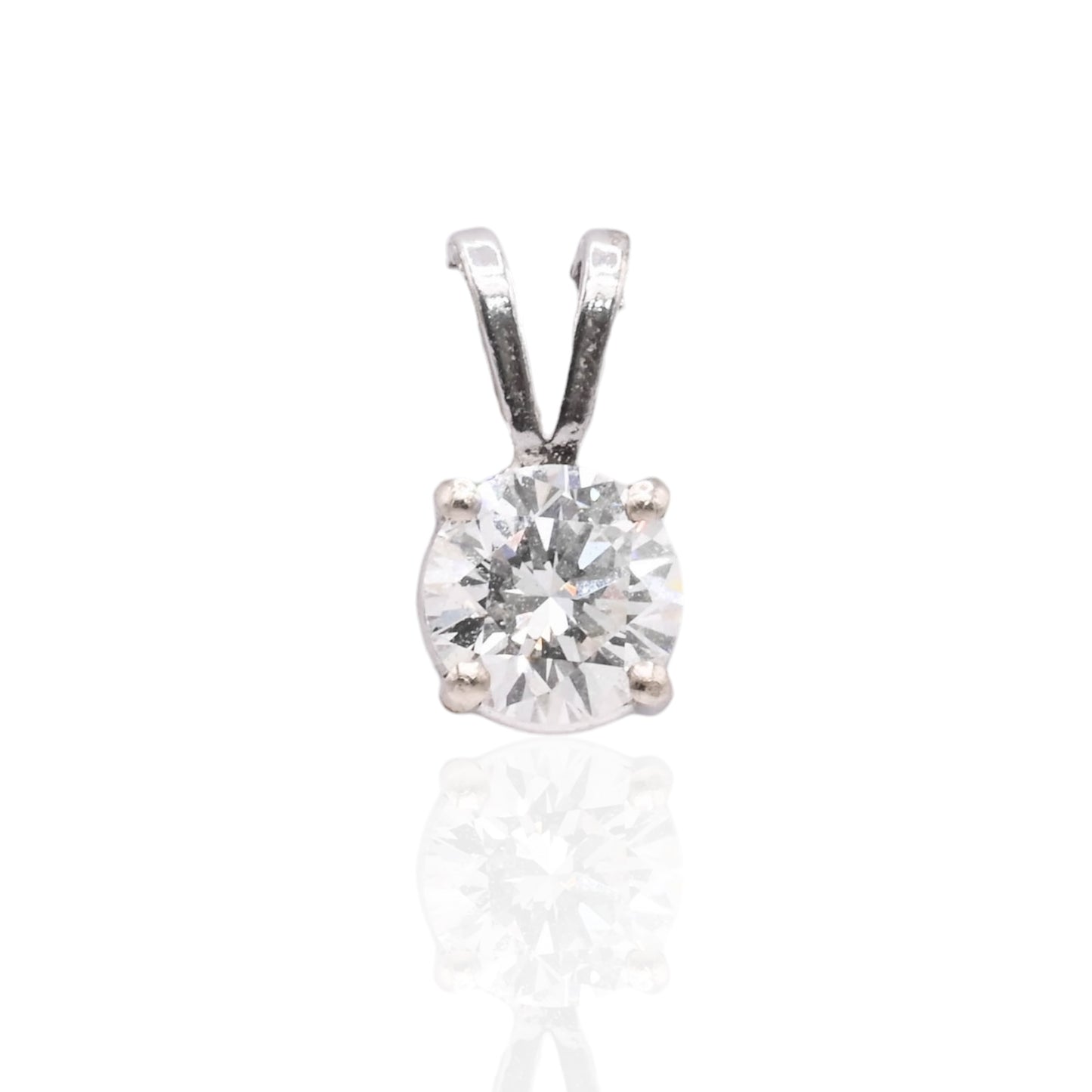 Solitaire Diamond Pendant 14K White Gold 0.50cttw