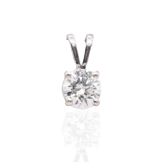 Solitaire Diamond Pendant 14K White Gold 0.50cttw