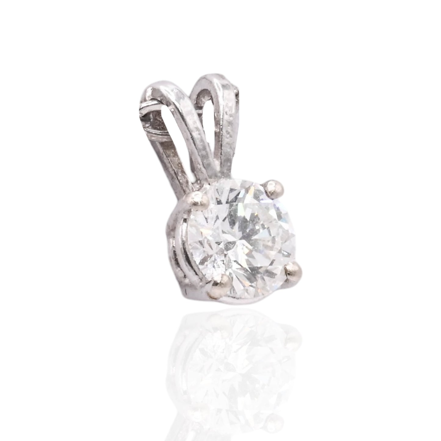 Solitaire Diamond Pendant 14K White Gold 0.50cttw