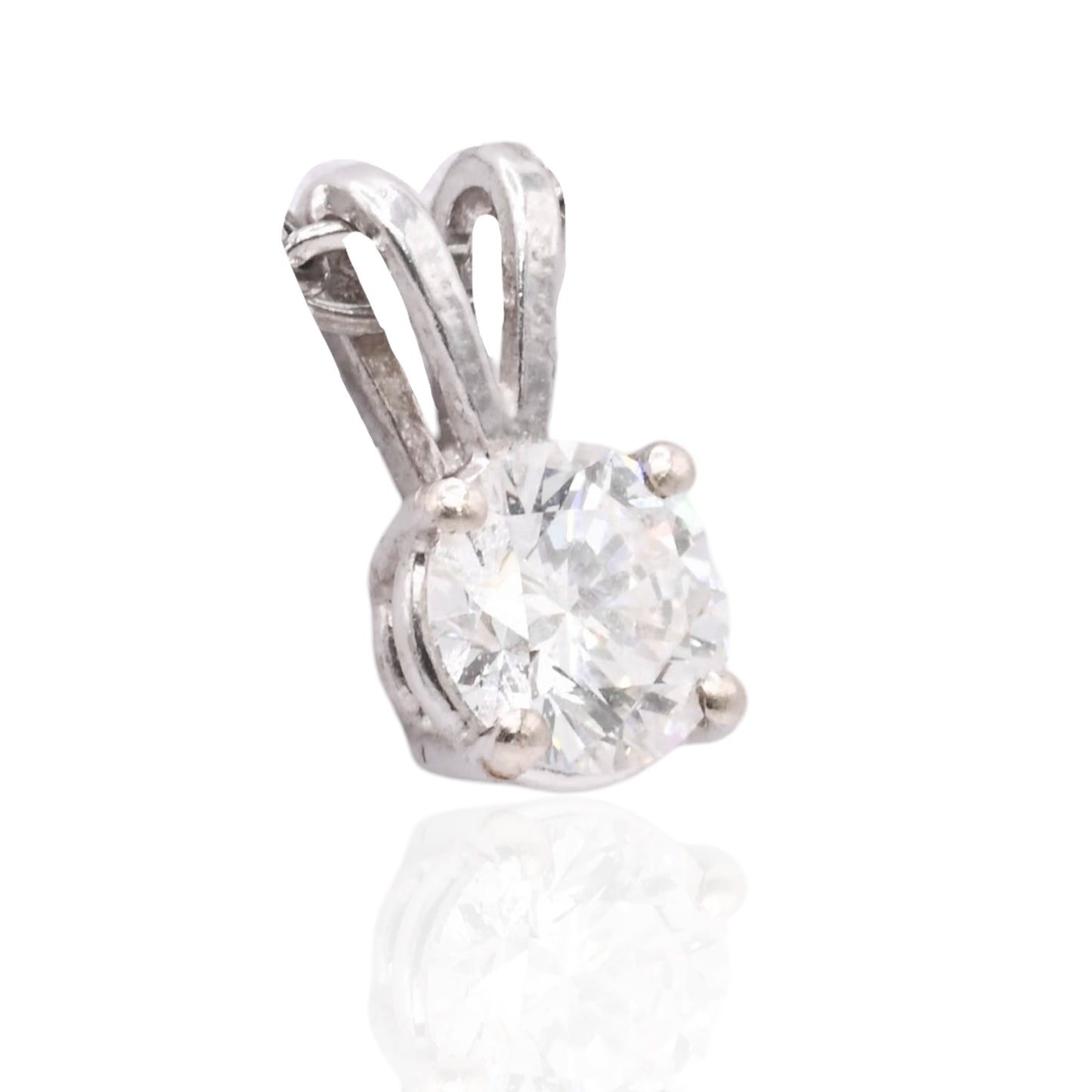 Solitaire Diamond Pendant 14K White Gold 0.50cttw