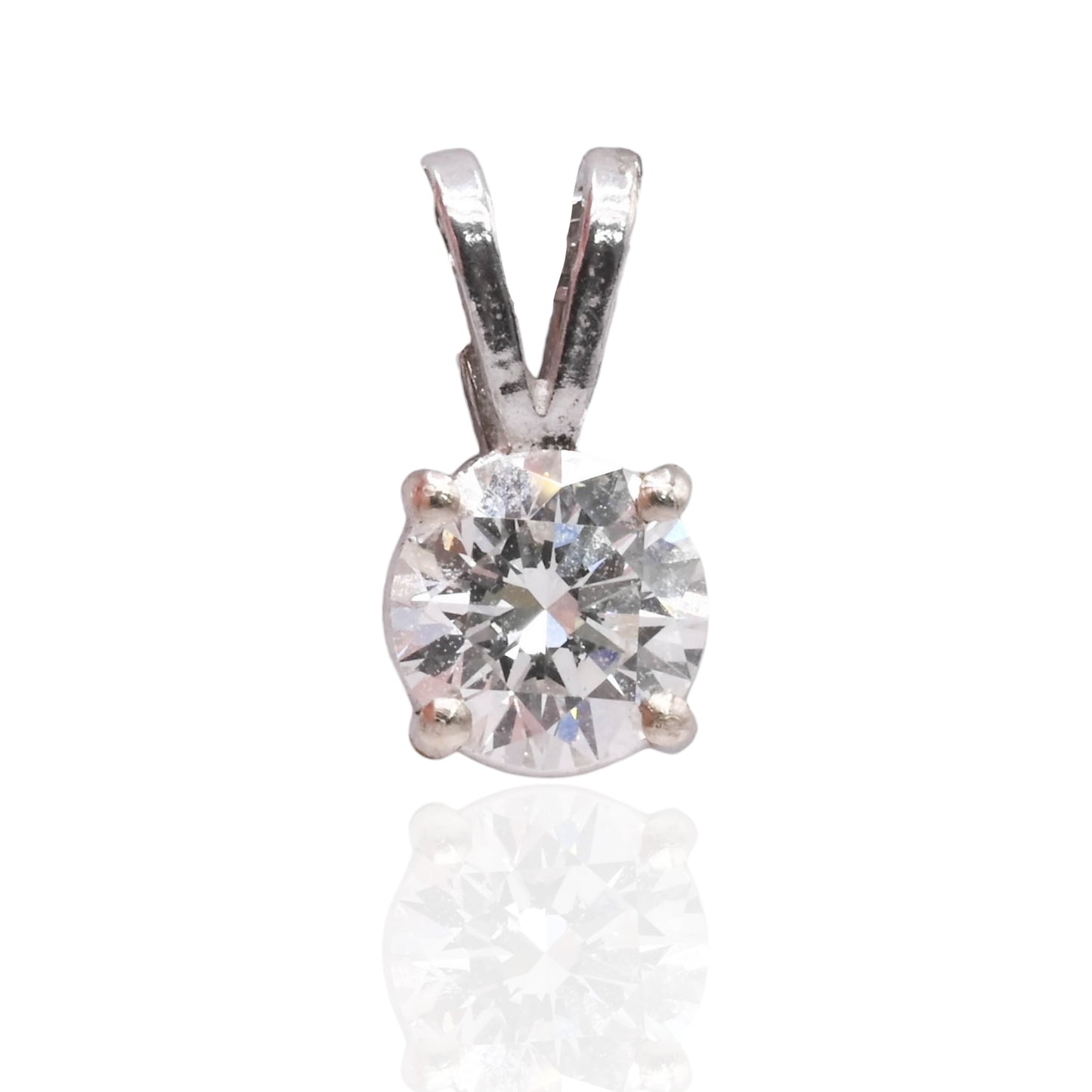 Solitaire Diamond Pendant 14K White Gold 0.50cttw