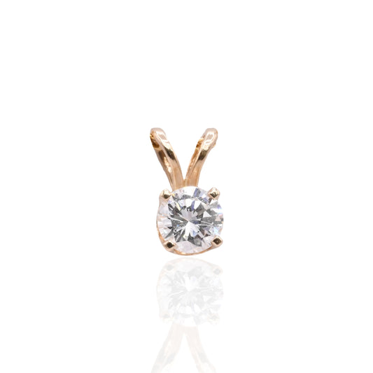 Solitaire Diamond Pendant 14K Yellow Gold 0.37cttw