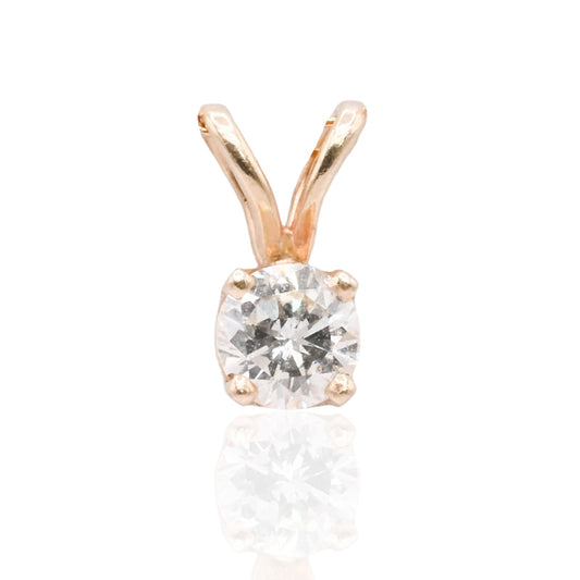 Solitaire Diamond Pendant 14K Yellow Gold 0.25cttw
