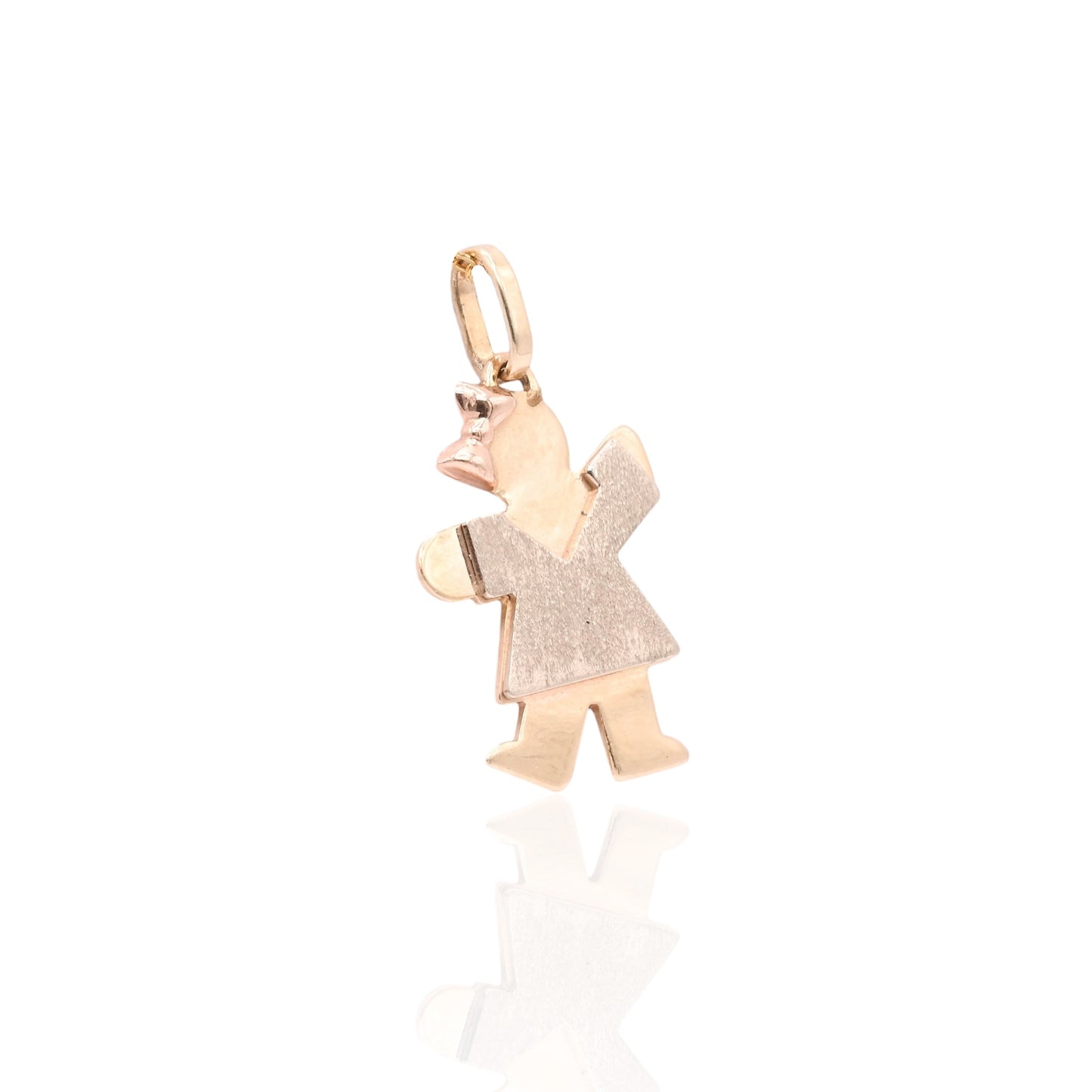Little Girl with Bow Pendant 14K Yellow Gold