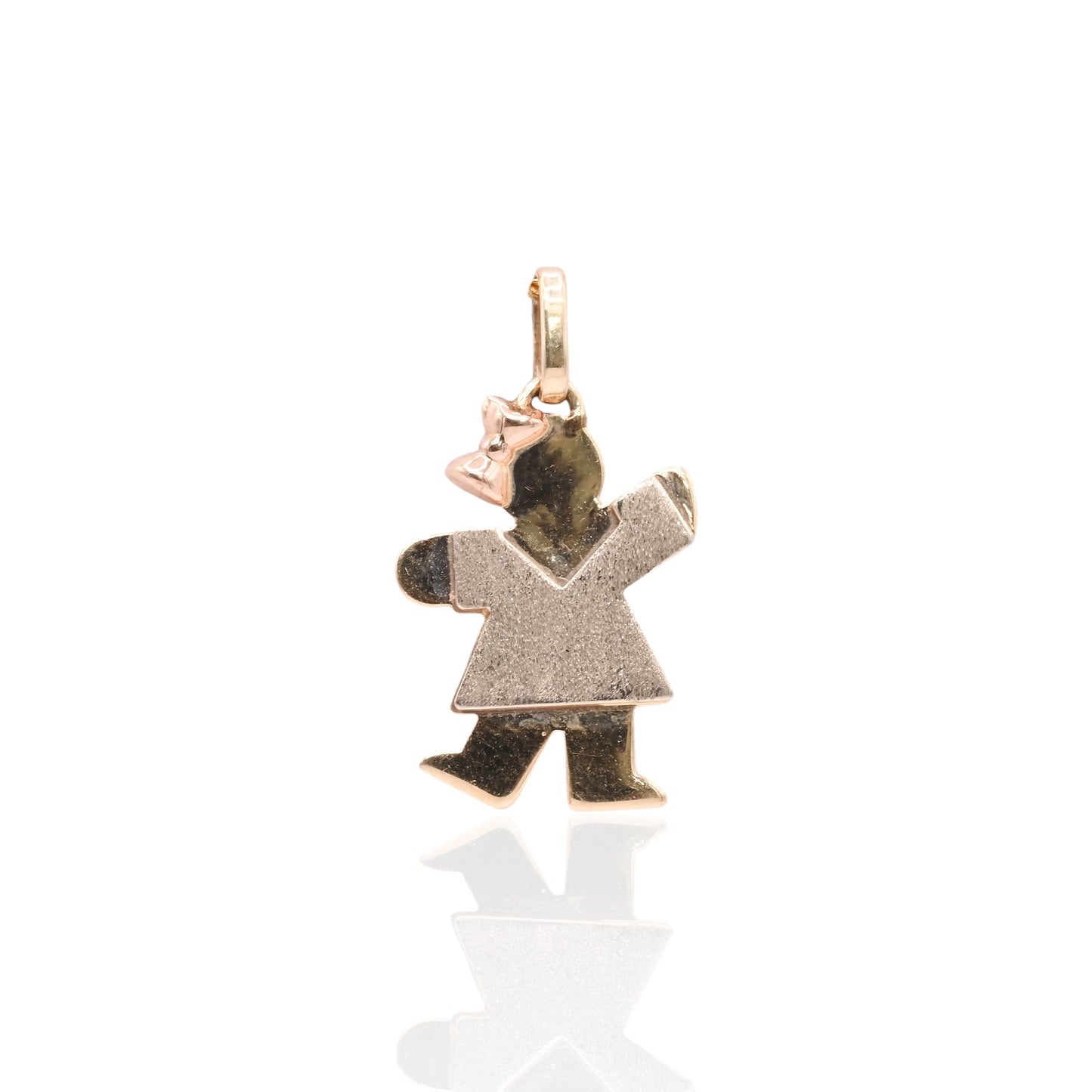 Little Girl with Bow Pendant 14K Yellow Gold