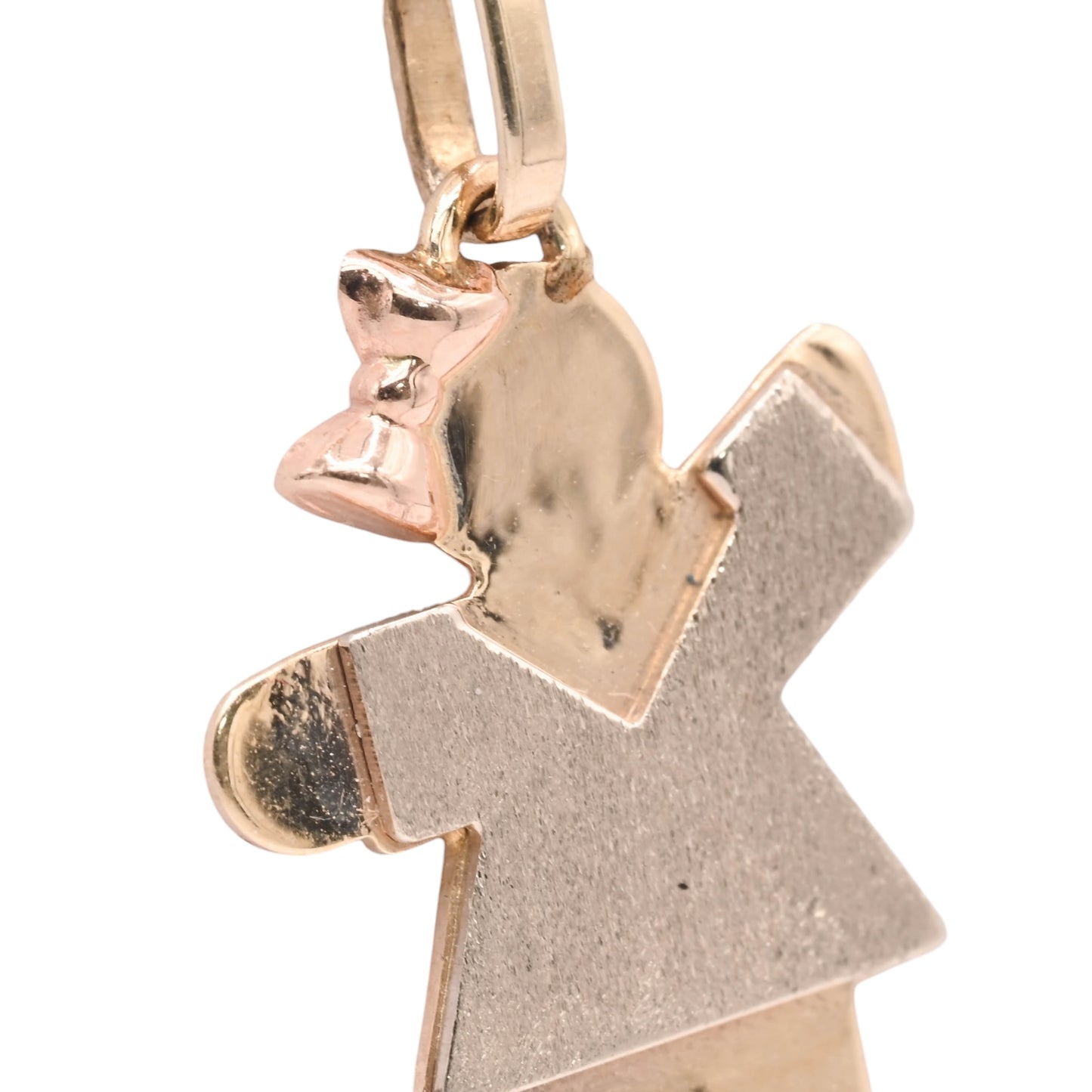 Little Girl with Bow Pendant 14K Yellow Gold