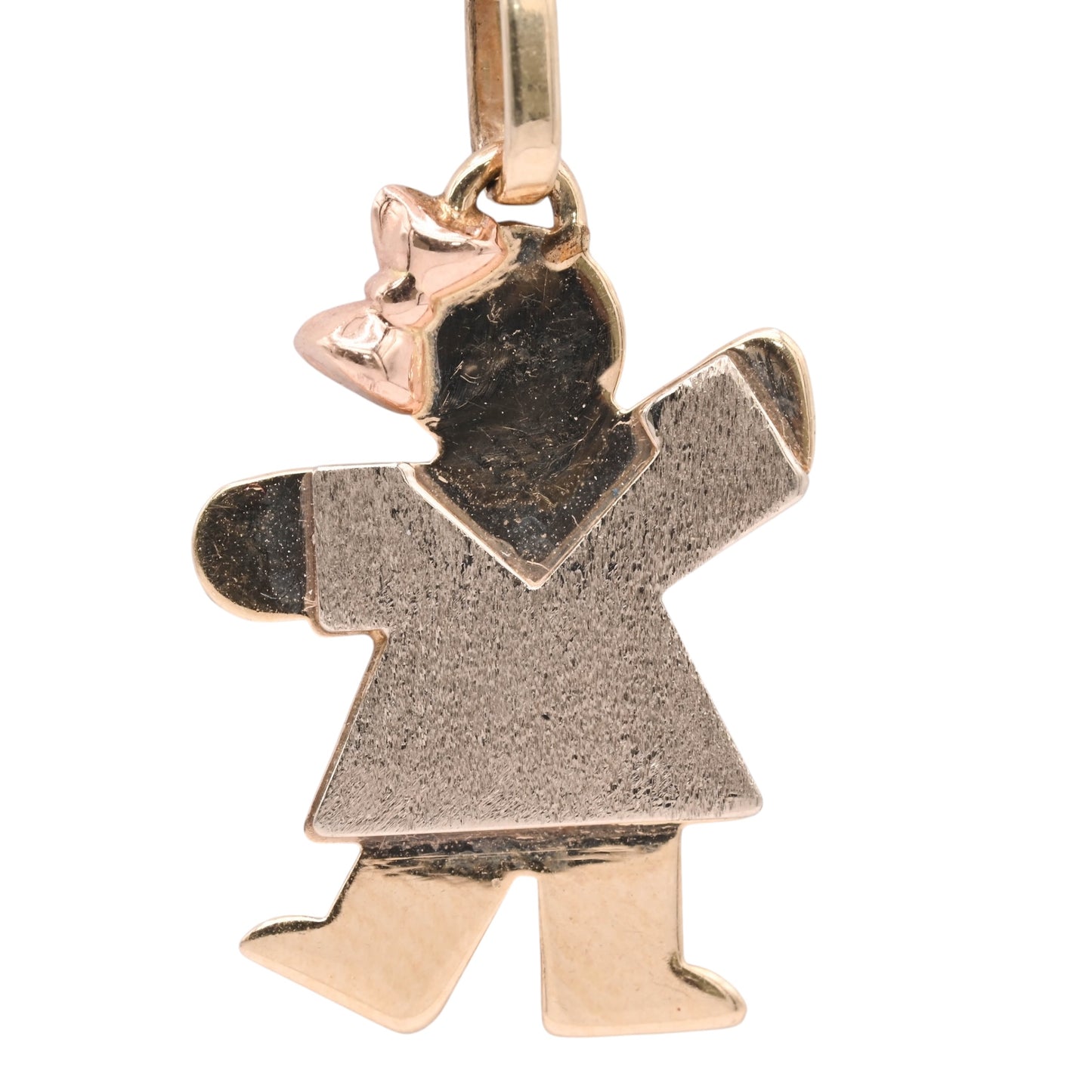 Little Girl with Bow Pendant 14K Yellow Gold