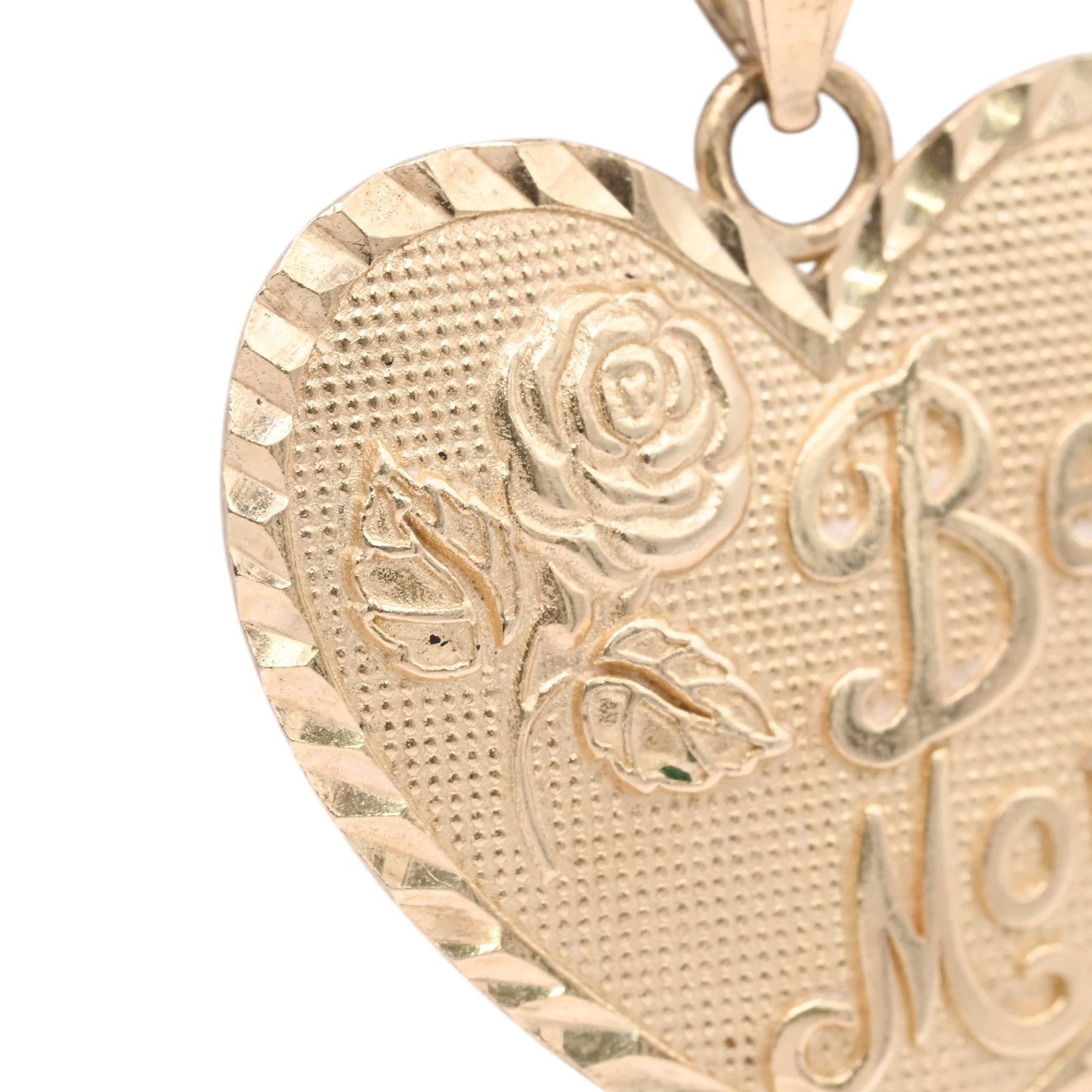 Vintage Inspired Best Mom Heart Pendant 14K Yellow Gold