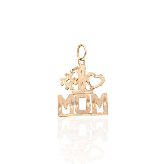 #1 Mom Pendant 14K Yellow Gold