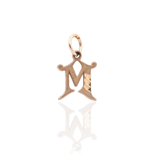 Letter 'M' Initial Pendant 14K Yellow Gold
