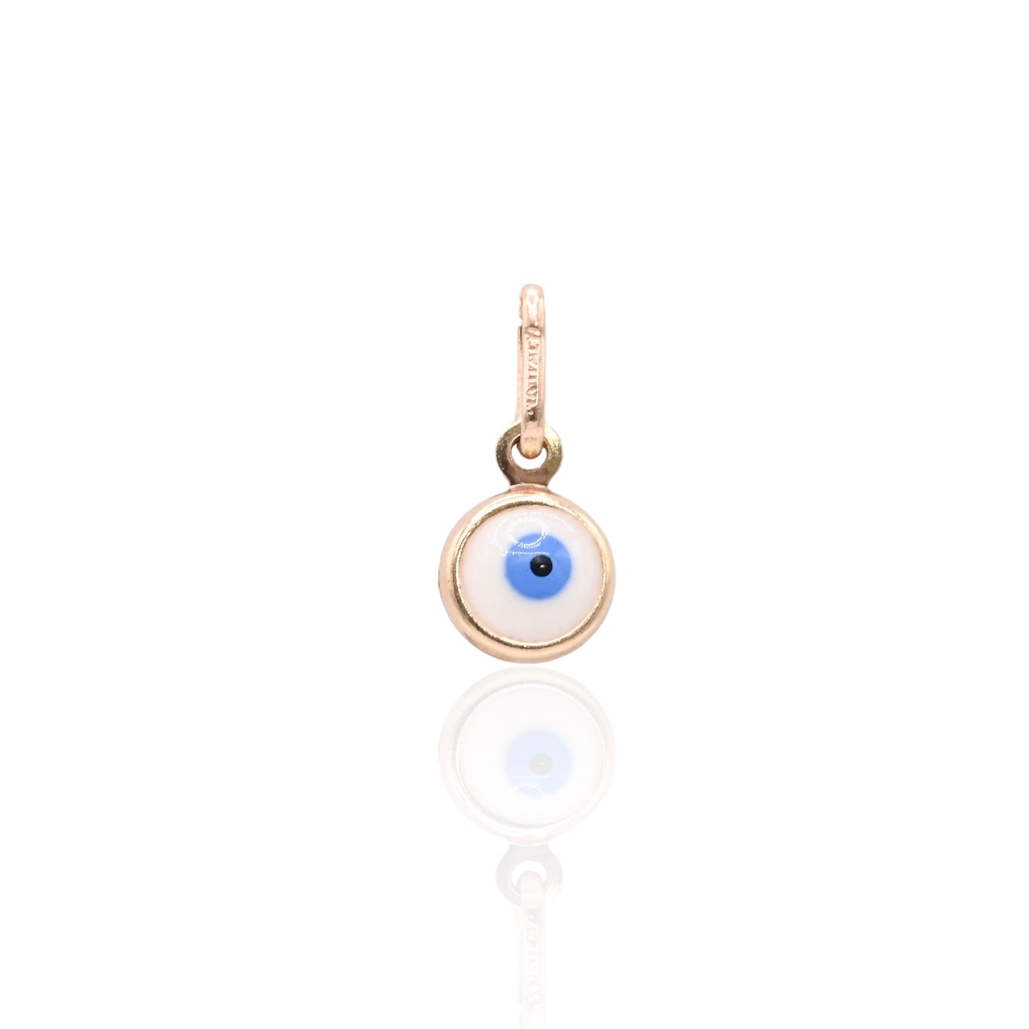 Round Evil Eye Enamel Charm 14K Yellow Gold