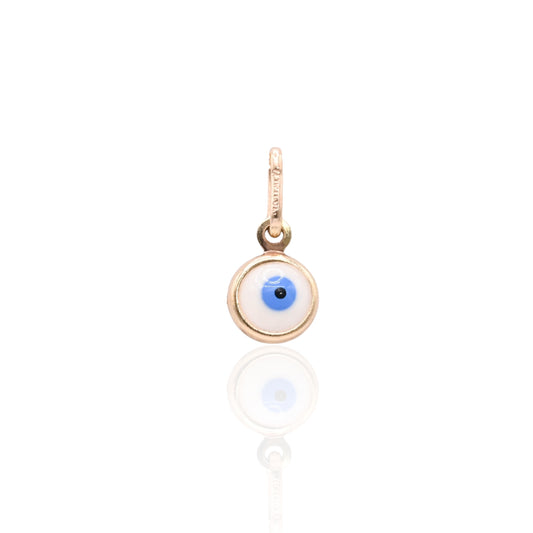 Round Evil Eye Enamel Charm 14K Yellow Gold