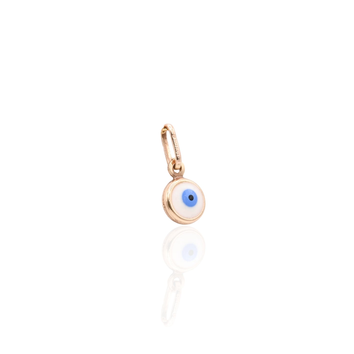 Round Evil Eye Enamel Charm 14K Yellow Gold