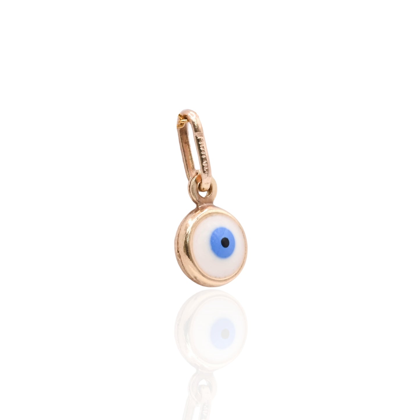 Round Evil Eye Enamel Charm 14K Yellow Gold