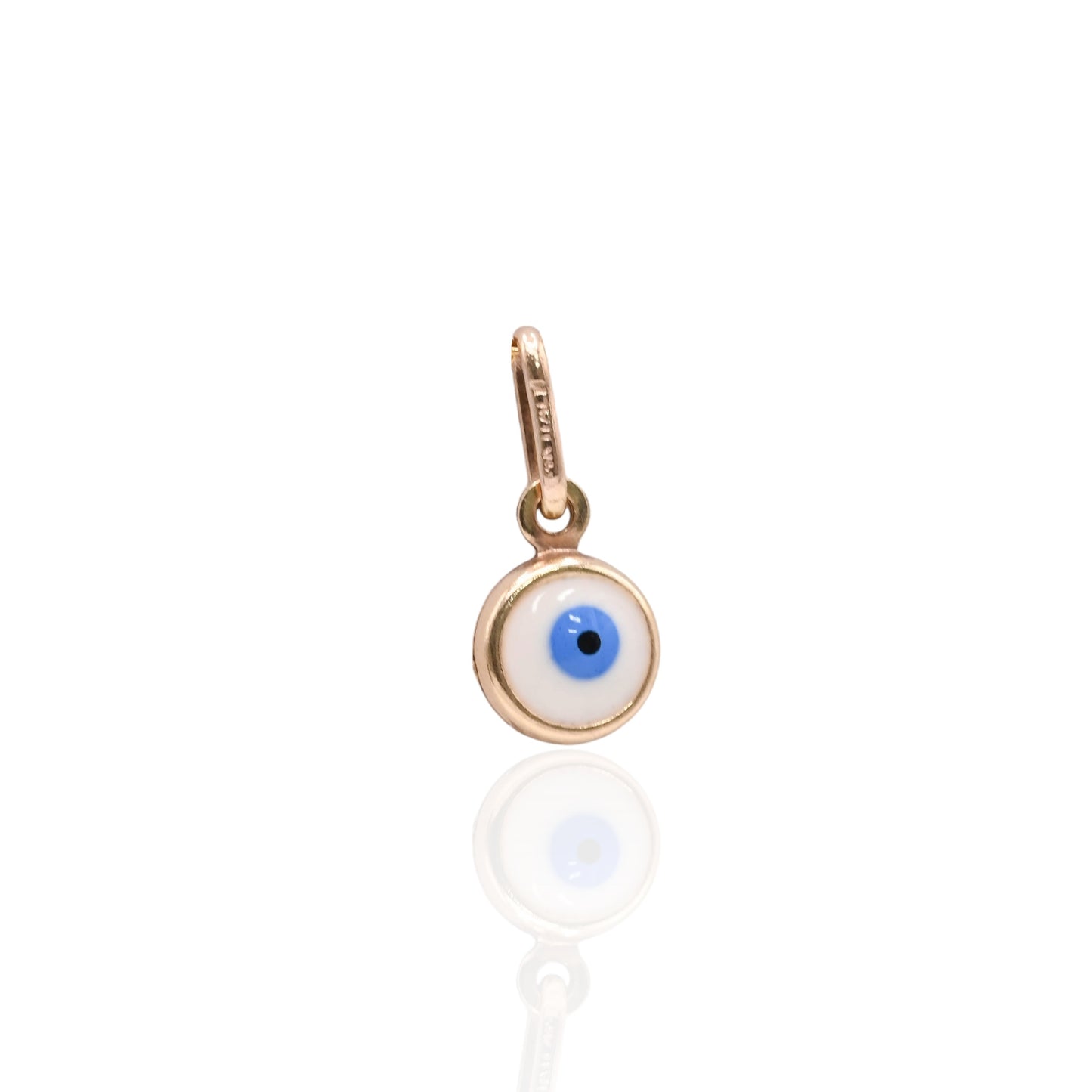 Round Evil Eye Enamel Charm 14K Yellow Gold