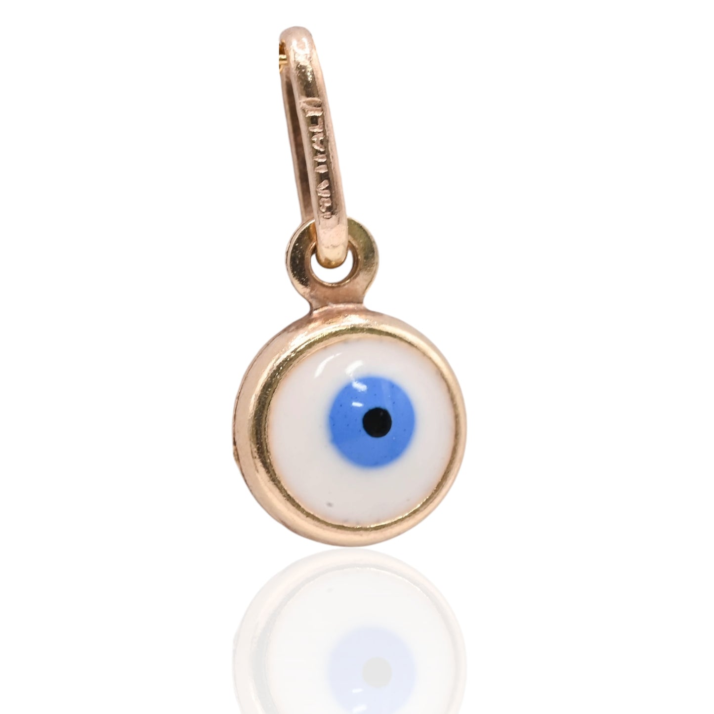 Round Evil Eye Enamel Charm 14K Yellow Gold